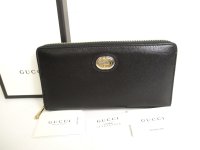 GUCCI Interlocking G Black Leather Round Zip Wallet #9795