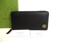 Photo1: GUCCI Marmont GG Black Leather Round Zip Long Wallet #9800 (1)