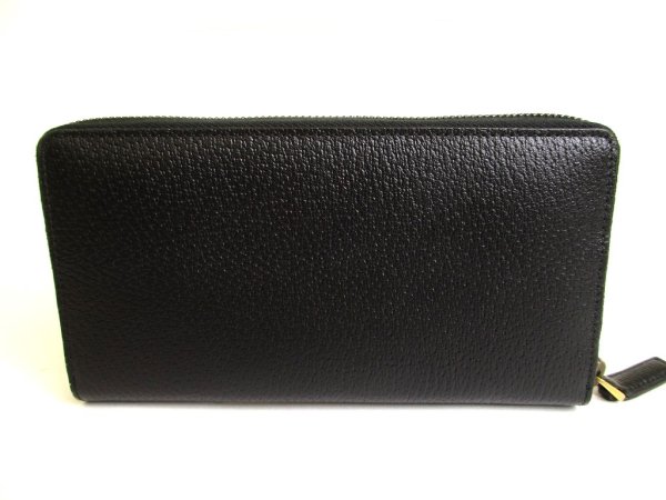 Photo2: GUCCI Marmont GG Black Leather Round Zip Long Wallet #9800