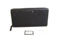 Photo1: GUCCI GG Black Canvas and Leather Round Zip Long Wallet #9811 (1)