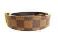 Photo2: LOUIS VUITTON Damier Brown Gold Buckle Belt Waist Size 75-85cm S #9812 (2)