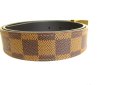 Photo3: LOUIS VUITTON Damier Brown Gold Buckle Belt Waist Size 75-85cm S #9812