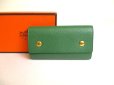 Photo1: HERMES Green Serie Graine Couchevel Leather Gold H/W 6 Pics Key Cases #9815 (1)