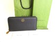 Photo1: GUCCI Marmont GG Bamboo Black Leather Round Zip Long Wallet #9823 (1)