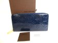 Photo1: LOUIS VUITTON Vernis Deep Blue Patent Leather Round Zip Zippy Wallet #9832 (1)