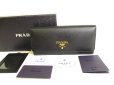 Photo1: PRADA Saffiano Metal Black Leather Bifold Long Flap Wallet #9834 (1)