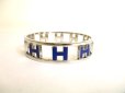 Photo2: HERMES Silver Plated Blue Bracelet Reversible H Bangle #9836 (2)