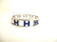 Photo3: HERMES Silver Plated Blue Bracelet Reversible H Bangle #9836