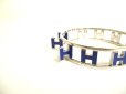 Photo7: HERMES Silver Plated Blue Bracelet Reversible H Bangle #9836