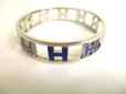 Photo8: HERMES Silver Plated Blue Bracelet Reversible H Bangle #9836
