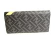 Photo2: FENDI Zucca Gray Fabric Black Leather Bifold Long Wallet Flap Wallet #9839 (2)