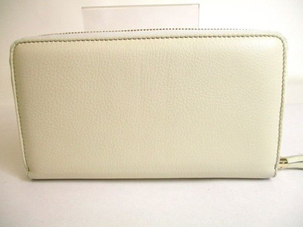 Photo2: GUCCI Soho Pearl White Leather Round Zip Long Wallet Purse #9840