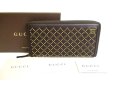 Photo1: GUCCI GG Diamante Spike Dark Brown Leather Round Zip Wallet #9841 (1)