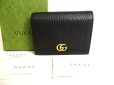 Photo1: GUCCI GG Marmont Black Leather Bifold Wallet Compact Wallet #9853 (1)