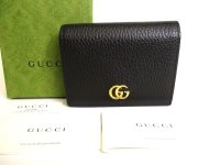 GUCCI GG Marmont Black Leather Bifold Wallet Compact Wallet #9853