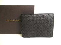 BOTTEGA VENETA Intrecciato Black Leather Bifold Wallet Compact Wallet #9855