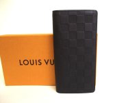 LOUIS VUITTON Damier Infini Black Leather Wallet Portefeuille Brazza #9865