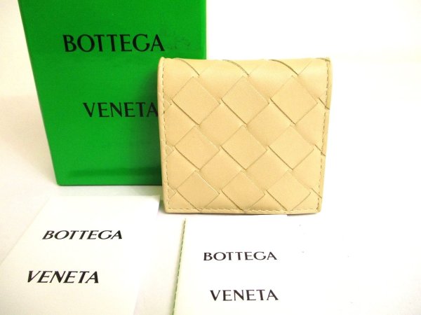 Photo1: BOTTEGA VENETA Intrecciato Beige Leather Coin Purse #9870