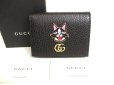 Photo1: GUCCI GG Marmont Bosco Black Leather Bifold Wallet Compact Wallet #9872 (1)