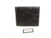 GUCCI GG Embossed Black Leather Bifold Bill Wallet Purse #9873