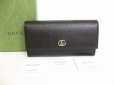 Photo1: GUCCI Marmont G Black Leather Continental Wallet Flap Long Wallet #9875 (1)