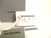 BALENCIAGA White Leather Trifold Mini Wallet Neo Classic #9876