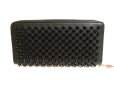 Photo2: Christian Louboutin Panettone Black Leather Spikes Round Zip Wallet #9877 (2)