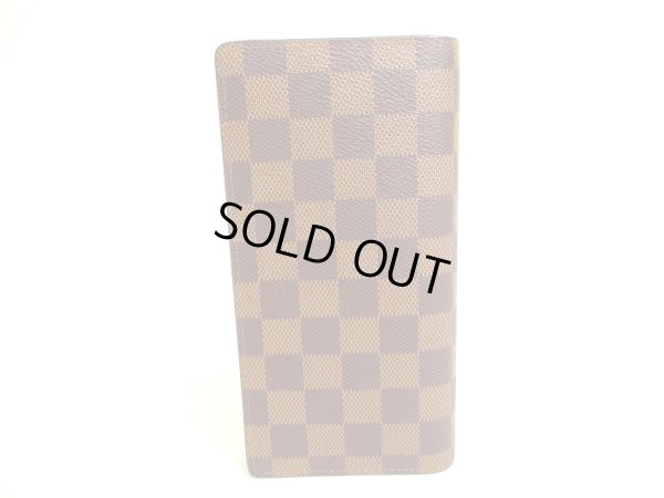 Photo2: LOUIS VUITTON Damier Brown Leather Long Wallet Portefeuille Brazza #9879