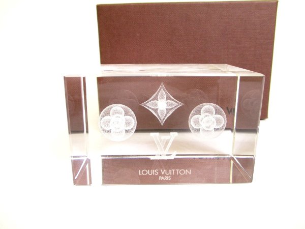 Photo1: LOUIS VUITTON Monogram Transparent Color Crystal Paper Weight #9882