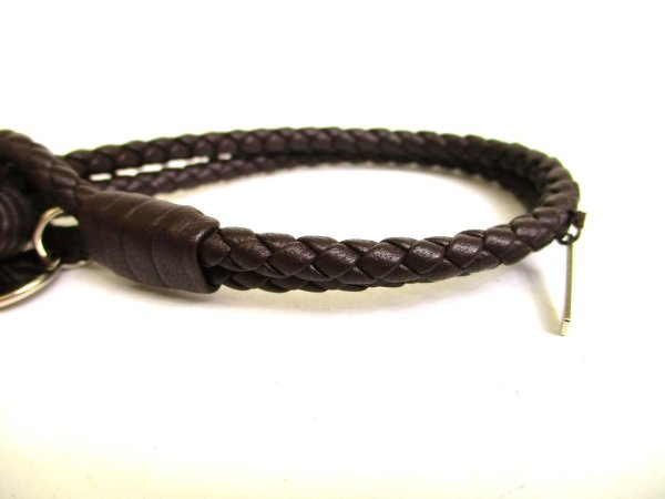 Photo2: BOTTEGA BENETA Intrecciato Dark brown Leather Bangle Bracelet #9883