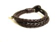 Photo4: BOTTEGA BENETA Intrecciato Dark brown Leather Bangle Bracelet #9883