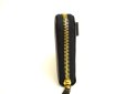 Photo4: PRADA Gold Saffiano Black Leather Ribbon Motif Round Zip Long Wallet #9884