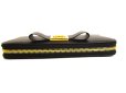 Photo6: PRADA Gold Saffiano Black Leather Ribbon Motif Round Zip Long Wallet #9884