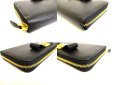 Photo7: PRADA Gold Saffiano Black Leather Ribbon Motif Round Zip Long Wallet #9884