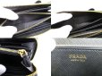 Photo9: PRADA Gold Saffiano Black Leather Ribbon Motif Round Zip Long Wallet #9884