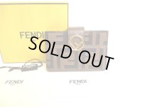 FENDI Brown Leather FF Logo Gold H/W Credit Card Business Card Holder #9888