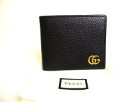 GUCCI GG Marmont Black Leather Bifold Bill Wallet Compact Wallet #9909