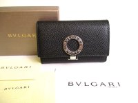 BVLGARI Black Leather Logo Clip 6 Pics Key Cases #9910