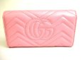 Photo2: GUCCI Marmont G Pink Leather Continental Wallet Flap Long Wallet #9913 (2)