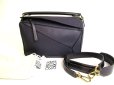 Photo1: LOEWE Midnight Blue Soft Graind Calfskin Hand Bag Purse w/Strap Puzzle bag #9914 (1)