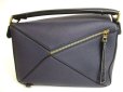 Photo2: LOEWE Midnight Blue Soft Graind Calfskin Hand Bag Purse w/Strap Puzzle bag #9914 (2)