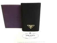 PRADA Black Nylon and Leather 6 Pics Key Cases #9915