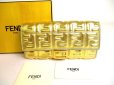 Photo1: FENDI Gold Leather Bifold Long Wallet Flap Wallet Baguette Continental #9917 (1)