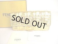 FENDI Gold Leather Bifold Long Wallet Flap Wallet Baguette Continental #9917