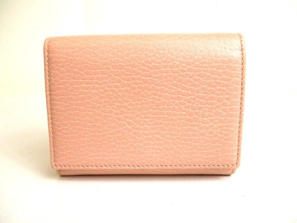 Photo2: GUCCI Double G Marmont Light Pink Leather Trifold Wallet #9926