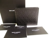 Saint Laurent Paris YSL Black Leather Bifold Bill Wallet Purse #9929