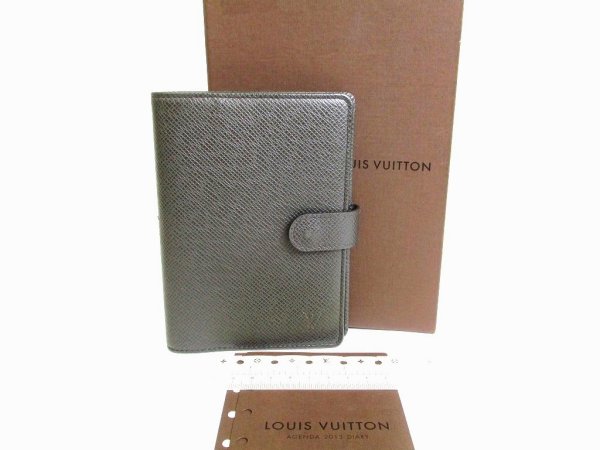 Photo1: LOUIS VUITTON Taiga Ardoise Leather Small Ring Agenda Cover #9944