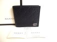 Photo1: GUCCI GG Metal Guccissima Navy Blue Signature Leather Bifold Wallet #9947 (1)