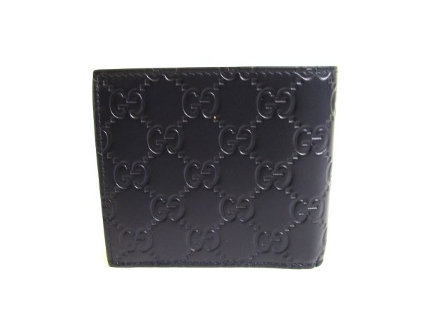 Photo2: GUCCI GG Metal Guccissima Navy Blue Signature Leather Bifold Wallet #9947
