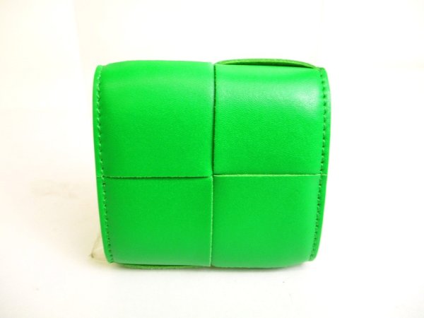 Photo2: BOTTEGA VENETA Intrecciato Green Leather Cassette Folded Coin Purse #9950